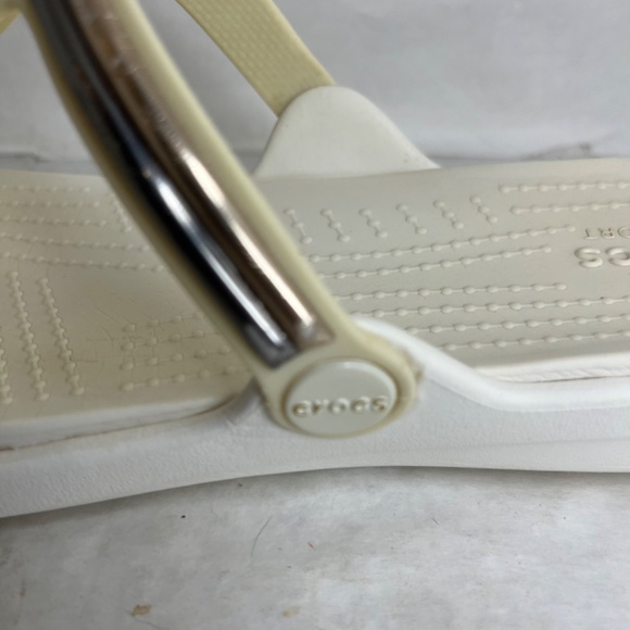 Crocs Sanrah Duel Comfort Thong White/Ivory Gold/Silver 205470 Women's Sz 7 - Picture 9 of 10